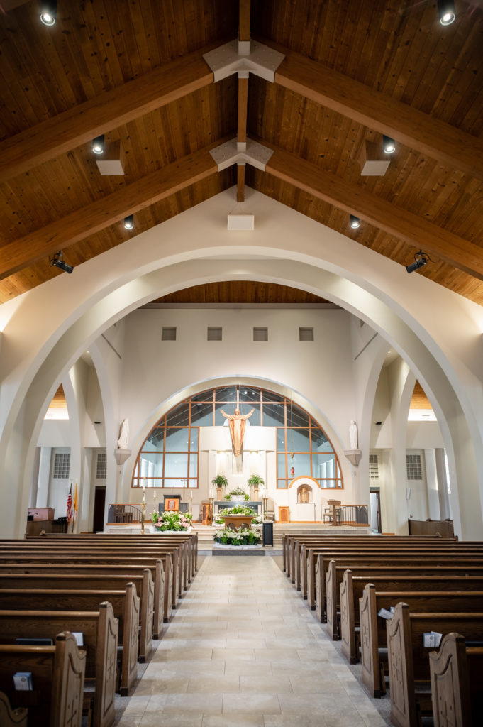 View of the alter inside the chapel at St Andrew Catholic Church