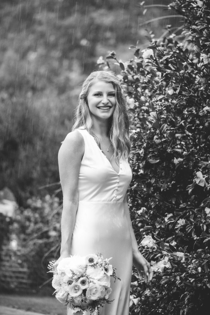 Portrait of the bride at intimate, backyard wedding in Marietta GA