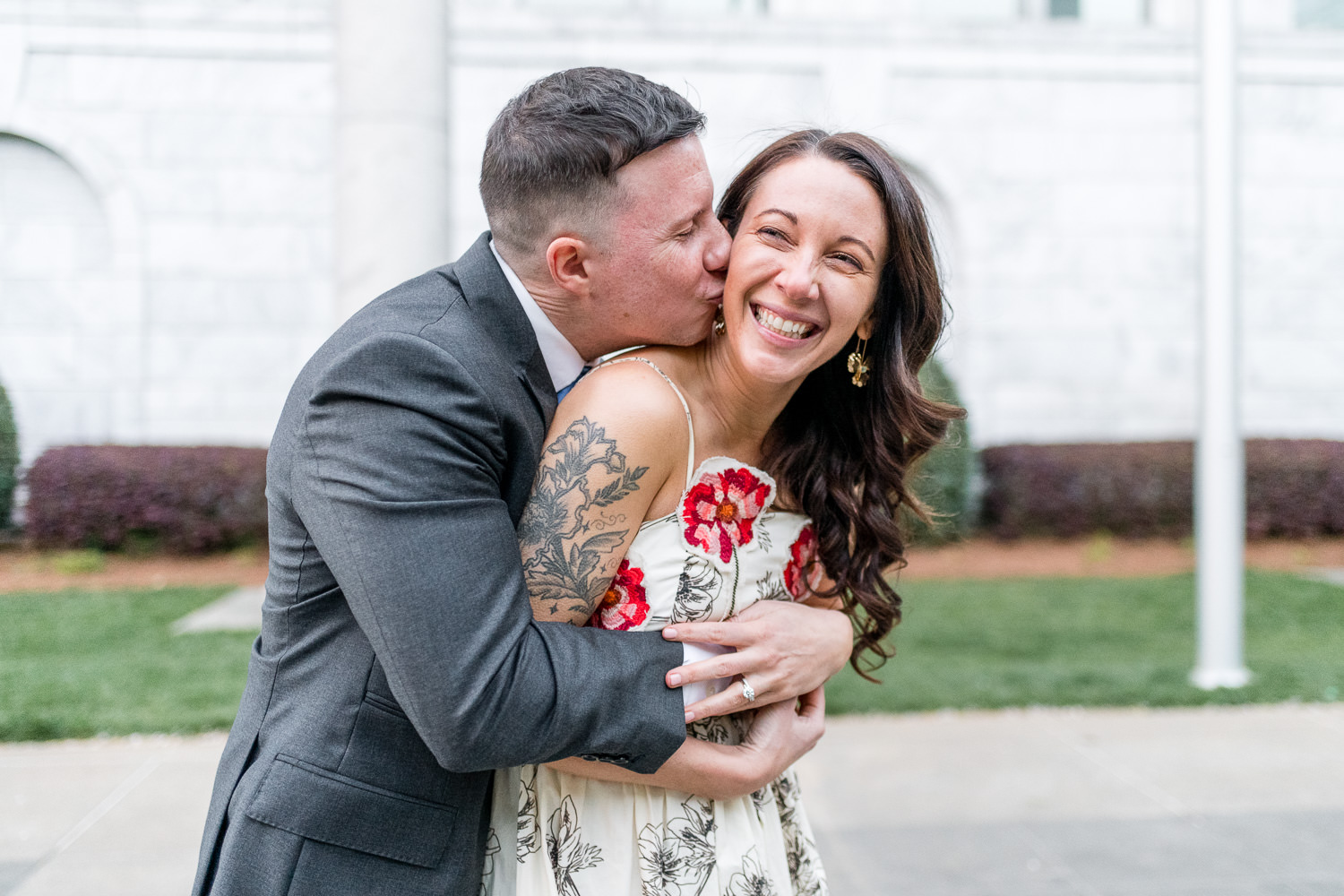 couples portraits at surprise rooftop wedding in midtown atlanta